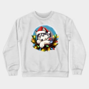 Lazy Siberian Husky Dog at Christmas Crewneck Sweatshirt